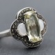 Bague d'exception pierre quartz lemon et nacre