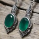 Boucles d'oreilles d'exception pierre agate verte & marcassites