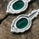 Boucles d'oreilles d'exception pierre agate verte & marcassites