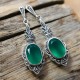 Boucles d'oreilles d'exception pierre agate verte & marcassites