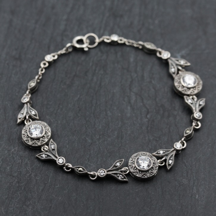 Bracelet d'exception pierre zirconium & marcassites