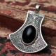 Pendentif en argent et pierre agate noire