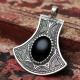 Pendentif en argent et pierre agate noire