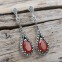 Boucles d'oreilles d'exception en argent, pierre cornaline et marcassites