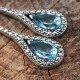 Boucles d'oreilles d'exception en argent, pierre topaze bleue & marcassites