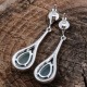 Boucles d'oreilles d'exception en argent, pierre agate bleue & marcassites