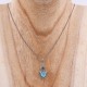 Collier d'exception en argent, pierre agate bleue et marcassites