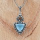 Collier d'exception en argent, pierre agate bleue et marcassites