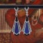 Boucles d'oreilles d'exception en argent, pierre lapis lazuli, onyx et marcassites