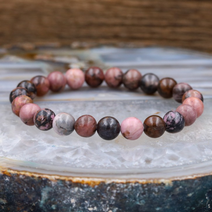 Bracelet pierre rhodonite 8mm taille 16 19cm