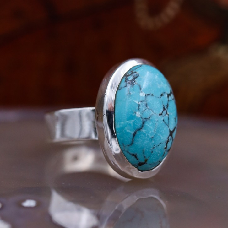 Bague en argent et pierre turquoise