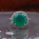 Bague d'exception en argent et pierre agate verte