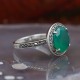 Bague d'exception en argent et pierre agate verte