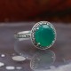 Bague d'exception en argent et pierre agate verte