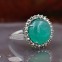 Bague d'exception en argent, pierre agate verte et marcassites