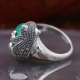 Bague d'exception en argent, pierre malachite et marcassite