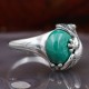 Bague d'exception en argent, pierre malachite et marcassite