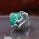 Bague d'exception en argent, pierre malachite et marcassite