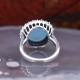 Bague d'exception en argent et pierre agate bleue