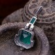 Pendentif d'exception en argent et pierre agate verte