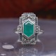 Bague d'exception en argent et pierre agate verte