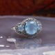 Bague d'exception en argent et pierre agate bleue