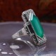 Bague d'exception en argent et pierre agate verte