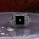 Bague d'exception en argent et pierre onyx