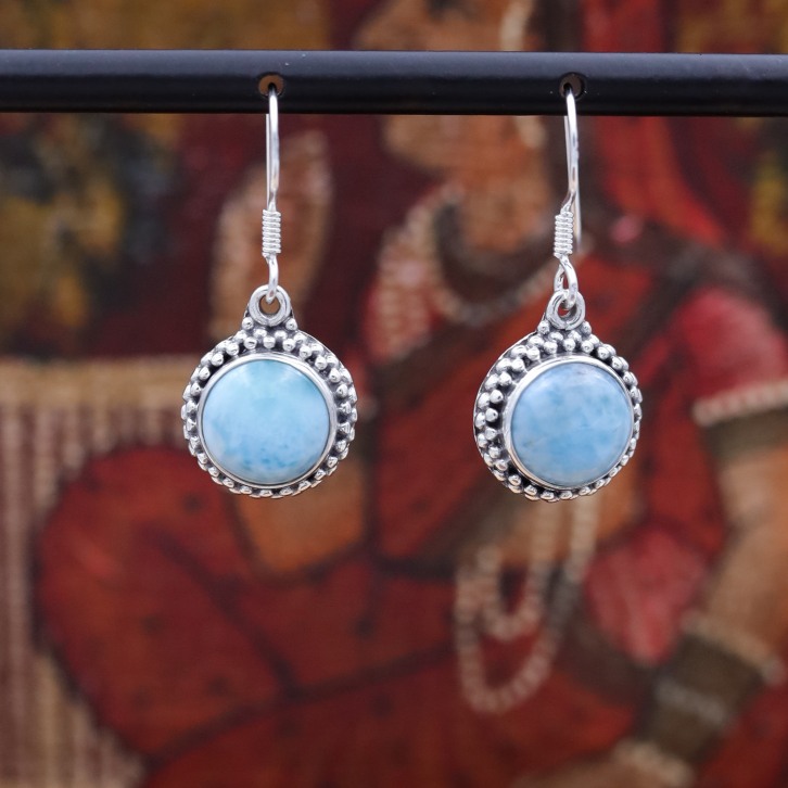 Boucles d'oreilles en argent et pierre larimar