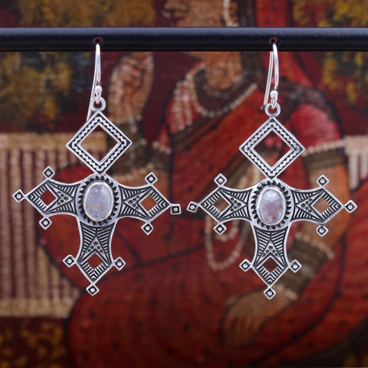 Boucles d'oreilles en argent et pierre de lune