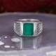 Bague en argent et pierre agate verte