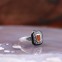 Bague d'exception en argent, Email noir, marcassites et pierre Cornaline