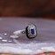 Bague d'exception en argent, pierre Lapis Lazuli, marcassites et Email noir