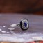 Bague d'exception en argent, pierre Lapis Lazuli, marcassites et Email noir