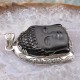 Pendentif Bouddha en argent et pierre obsidienne