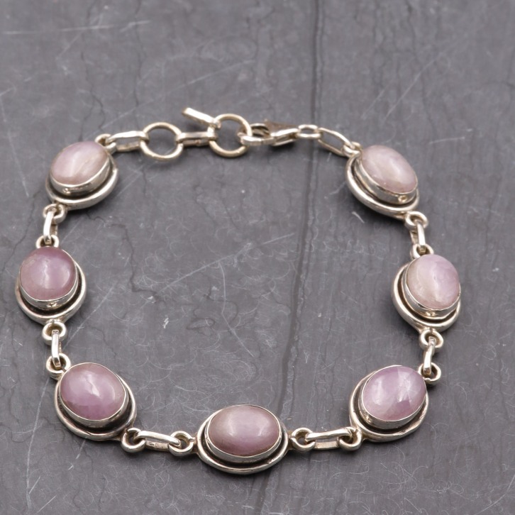 Bracelet en argent et pierre kunzite