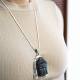 Pendentif Bouddha en argent et pierre obsidienne