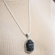 Pendentif  Bouddha en argent et pierre obsidienne