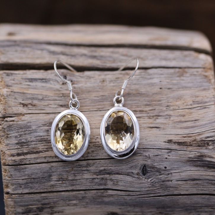 Boucles d'oreilles en argent et pierre citrine