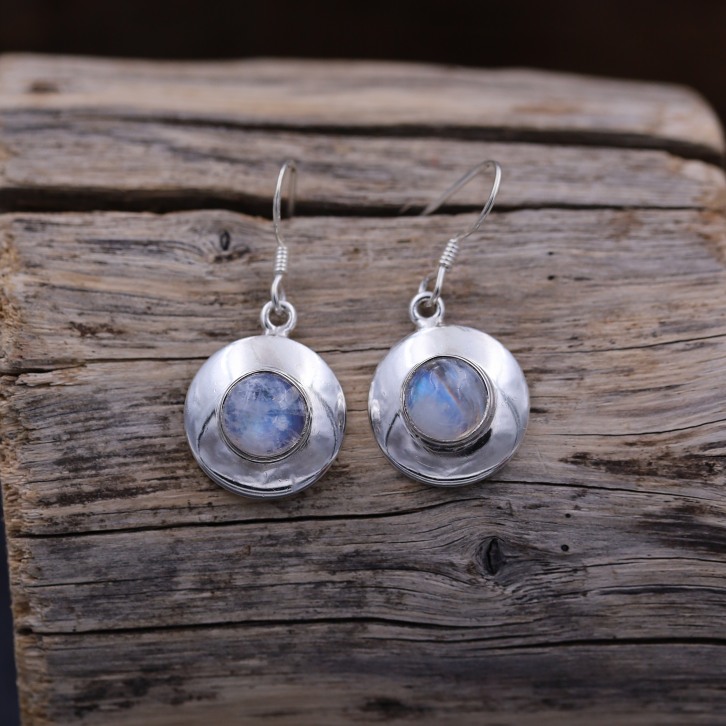 Boucles d'oreilles en argent et pierre de lune