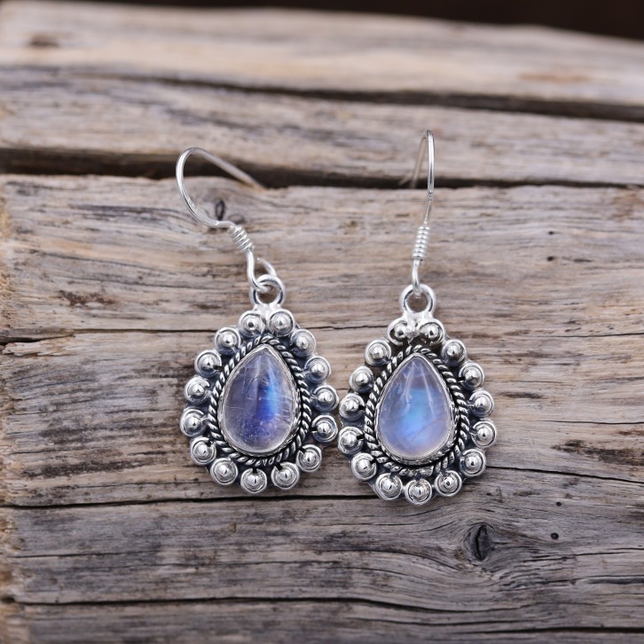 Boucles d'oreilles en argent et pierre de lune