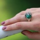 Bague d'exception en argent, pierre malachite et marcassite