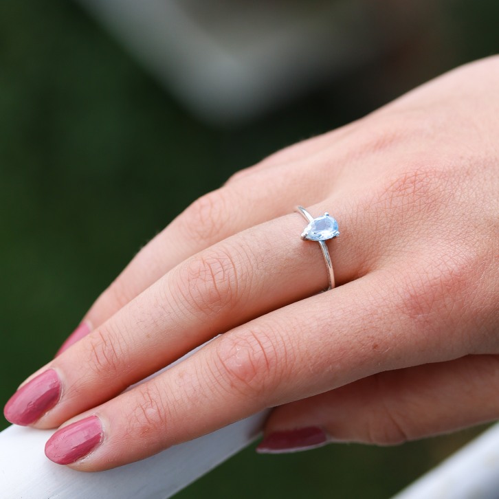 Bague femme online topaze bleu