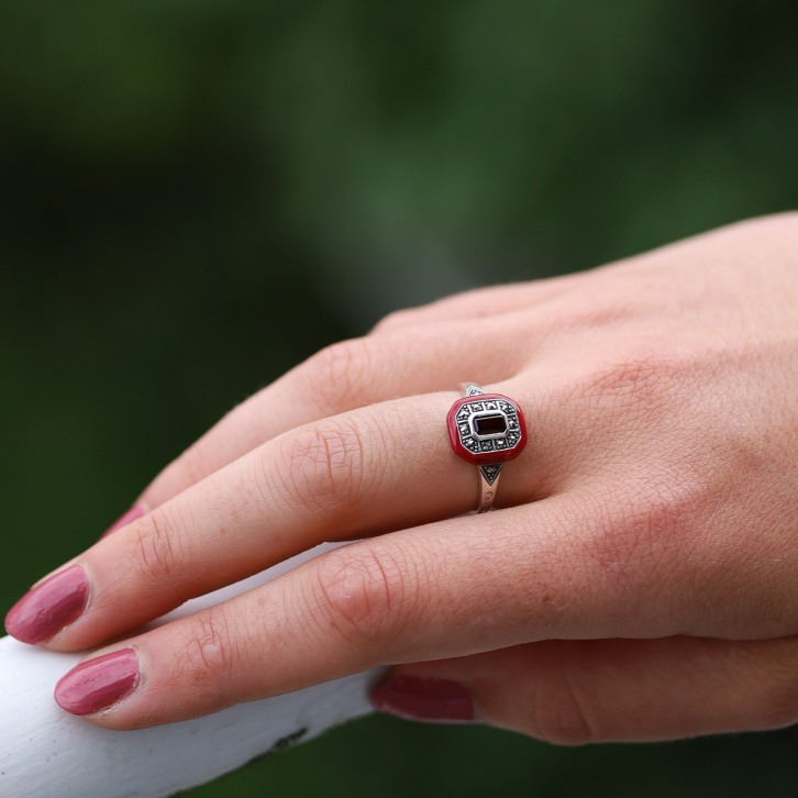 Bague grenat rouge best sale