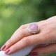 Bague en argent et pierre quartz rose