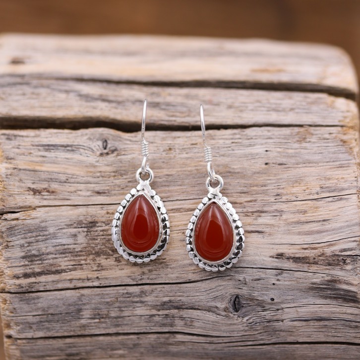 Boucles d'oreilles en argent et pierre cornaline