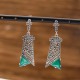 Boucles d'oreilles d'exception en argent et pierre agate verte