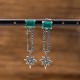 Boucles d'oreilles d'exception en pierre agate verte et marcassites