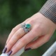 Bague d'Exception en argent, marcassites et pierre Agate verte