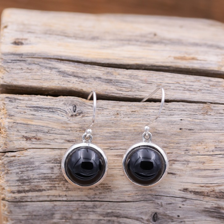 Boucles d'oreilles en argent et pierre onyx